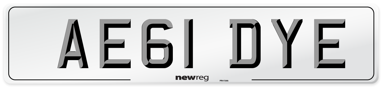 AE61 DYE Number Plate from New Reg